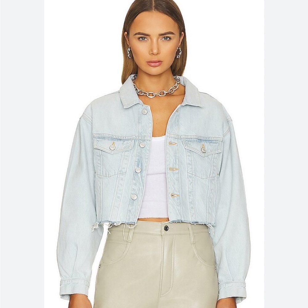 Agolde Cut off hem shrunken Charlie Light Wash Cropped Denim Jacket